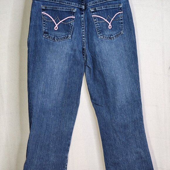 Lee National Denim Day Med Wash Breast Cancer Awareness Pink Stitch Jeans 8 MED - Picture 11 of 16